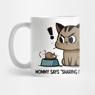 Cute Kids Sharing is Caring Cat & Mouse Mug